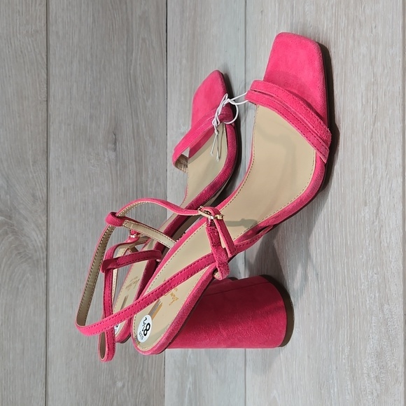 Sam Edelman Women KIT Pink Suede Square Toe Heels Sandals Shoes Sz 8.5M - Picture 1 of 12